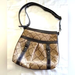 Nine West Women's Canvas Crossbody Bag Shoulder Bag Purse Tan & Brown Adjustable